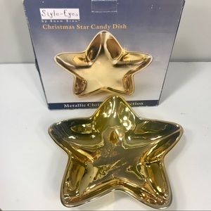 GOLDEN METALLIC CHRISTMAS STAR CANDY DISH